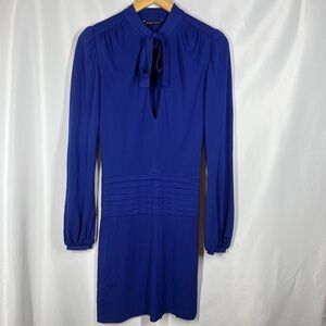 Black Halo Dress Keyhole Neck Bow Tie Drop Waist Shift‎ Size XS Blue